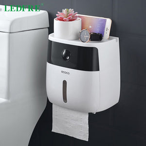 LEDFRE plastic toilet paper holder bathroom double paper tissue box wall mounted paper shelf storage box toilet dispenser