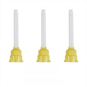 Dental SiliconeRubber Mixing HeadDental Impression Tip Temporary 1: 1 Silicone Rubber, 50X Yellow Tips+Injection Headteeth clean